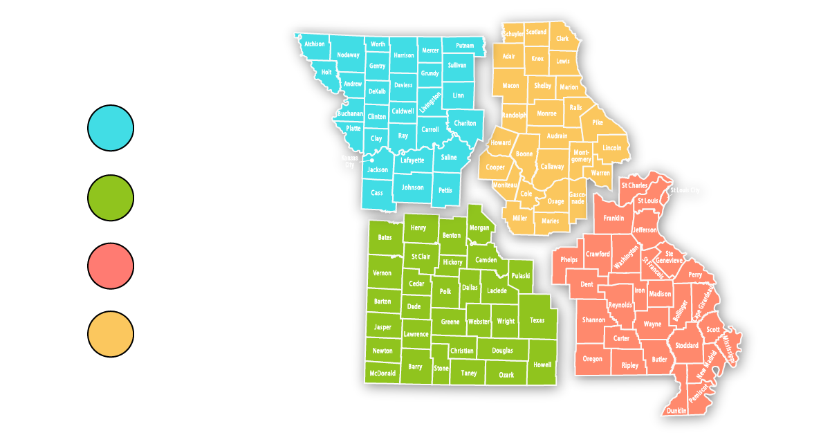 Missouri 811 Damage map with each manager
