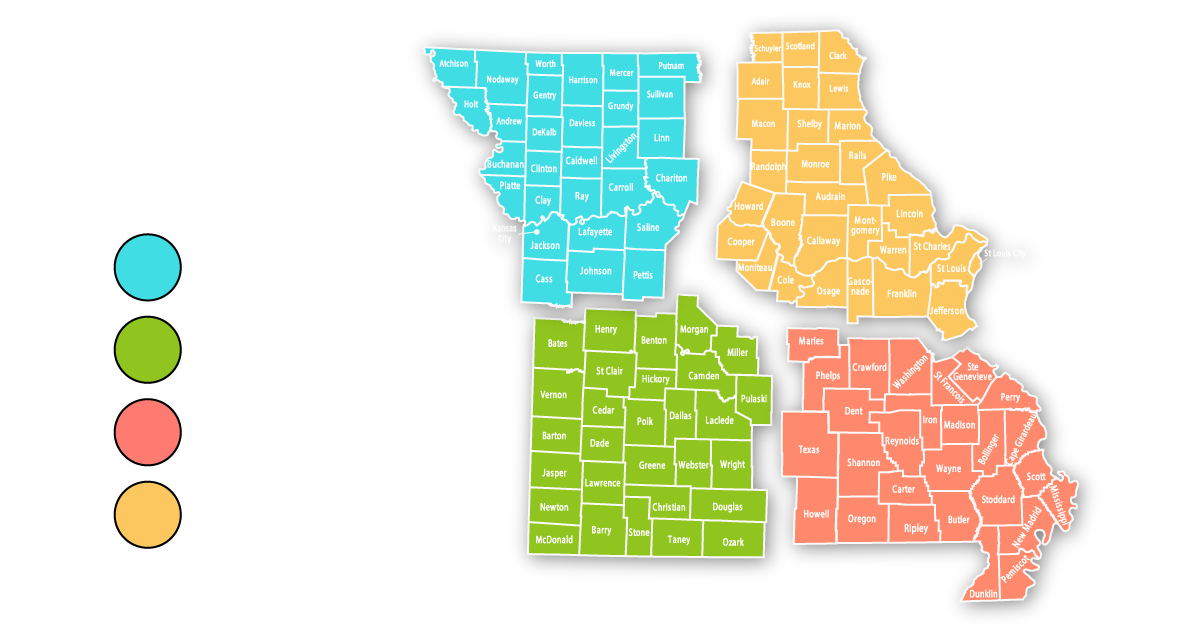 Missouri 811 Damage map with each manager