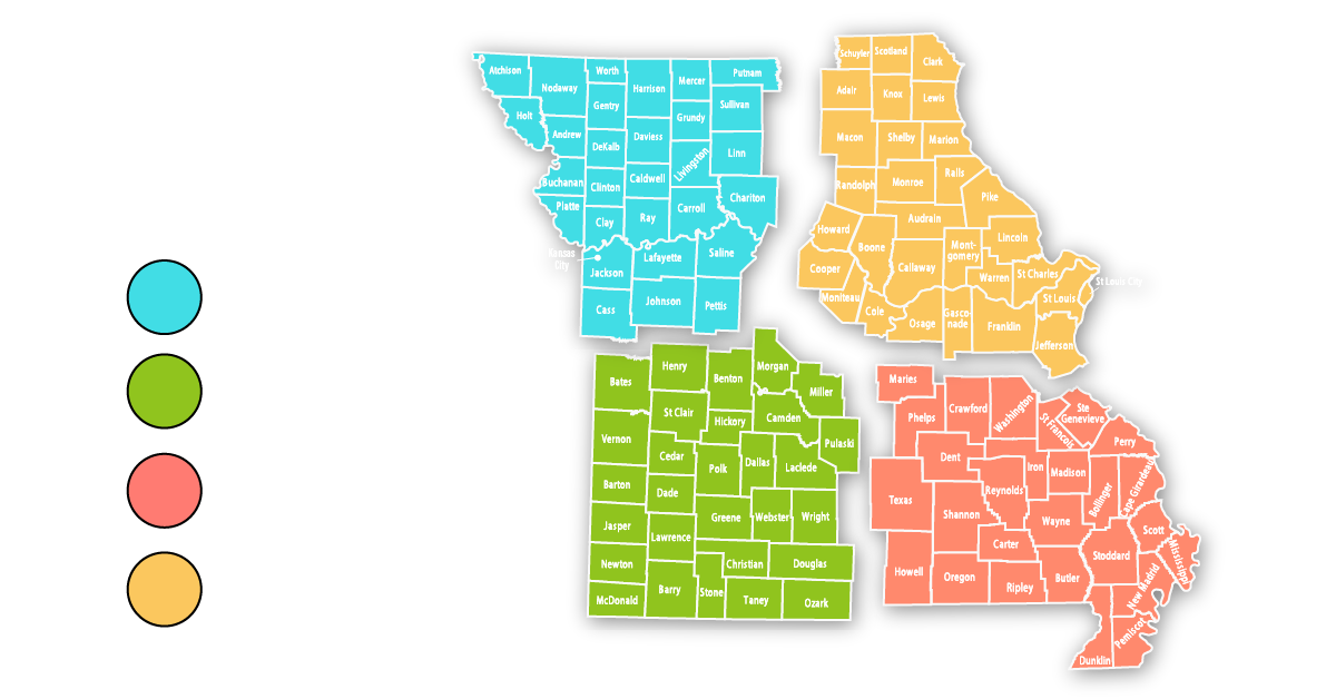 Missouri 811 Damage map with each manager
